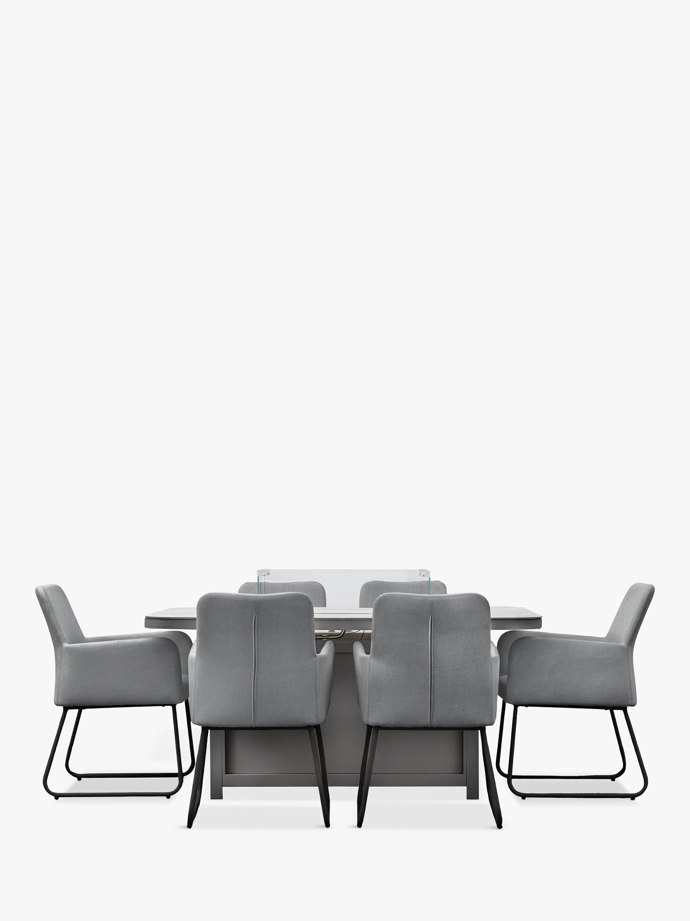 Gallery Direct Elba 6-Seater Garden Table & Chairs Set with Firepit, Charcoal