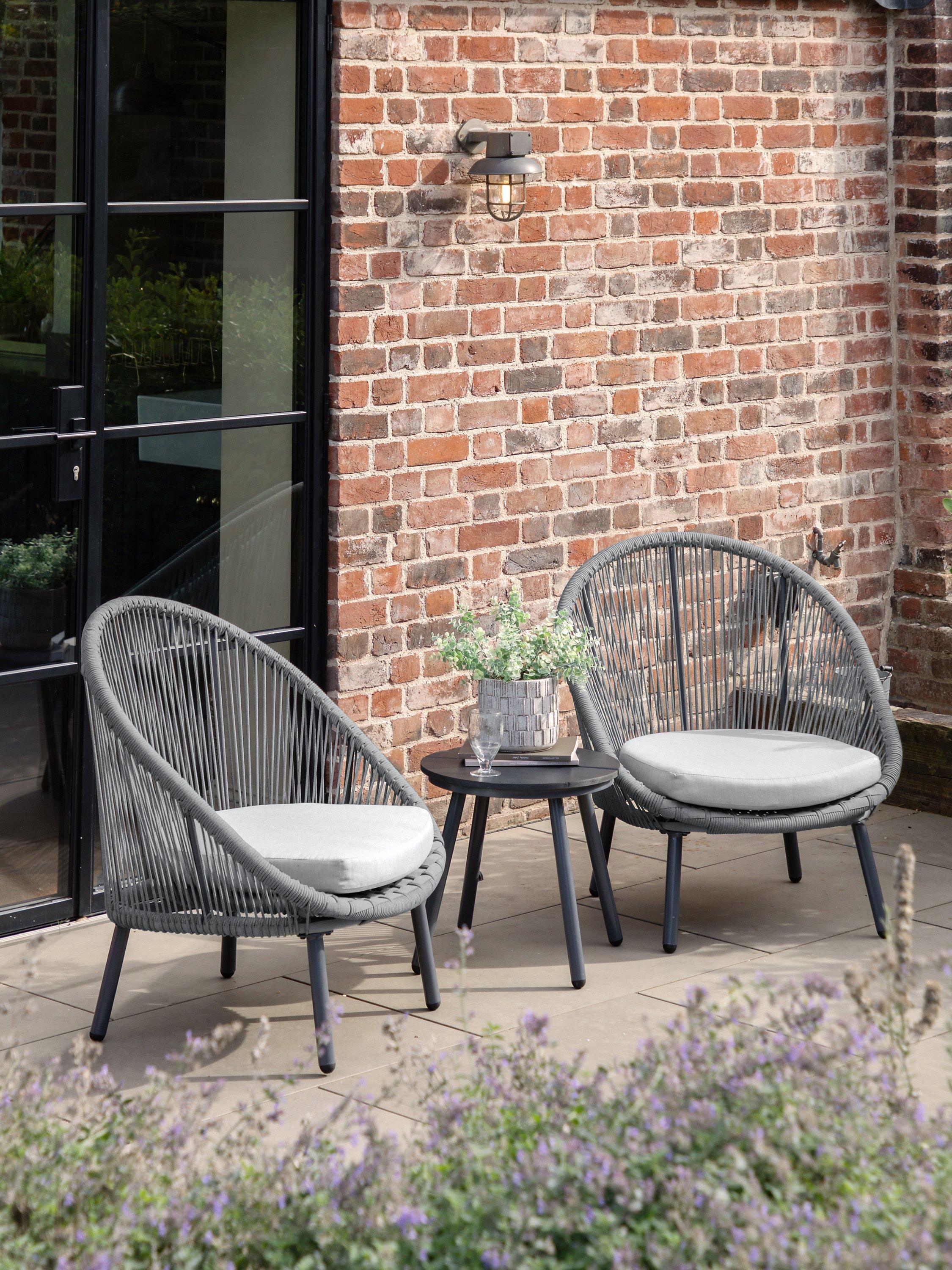 Gallery Direct Laira 2-Seater Garden Bistro Table & Chairs Set, Charcoal