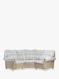 Desser Clifton Rattan Athena Check 3-Seater Corner Sofa, Grey