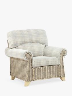 Desser Clifton Rattan Athena Check Armchair, Grey, Grey