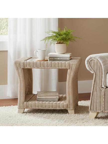 Desser Clifton Rattan Side Table, Natural - view 2, Natural