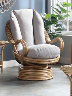 Desser Viola Deluxe Swivel Rattan Rocking Chair, Beige - view 2, Beige