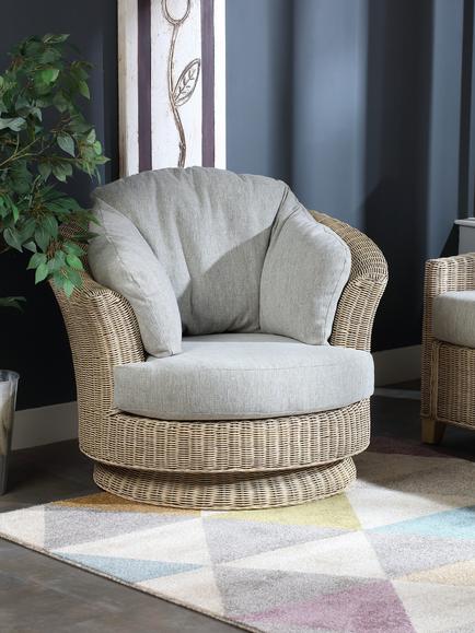 Desser Dijon Lyon Swivel Lounge Chair, Natural Pebble - view 2, Natural Pebble