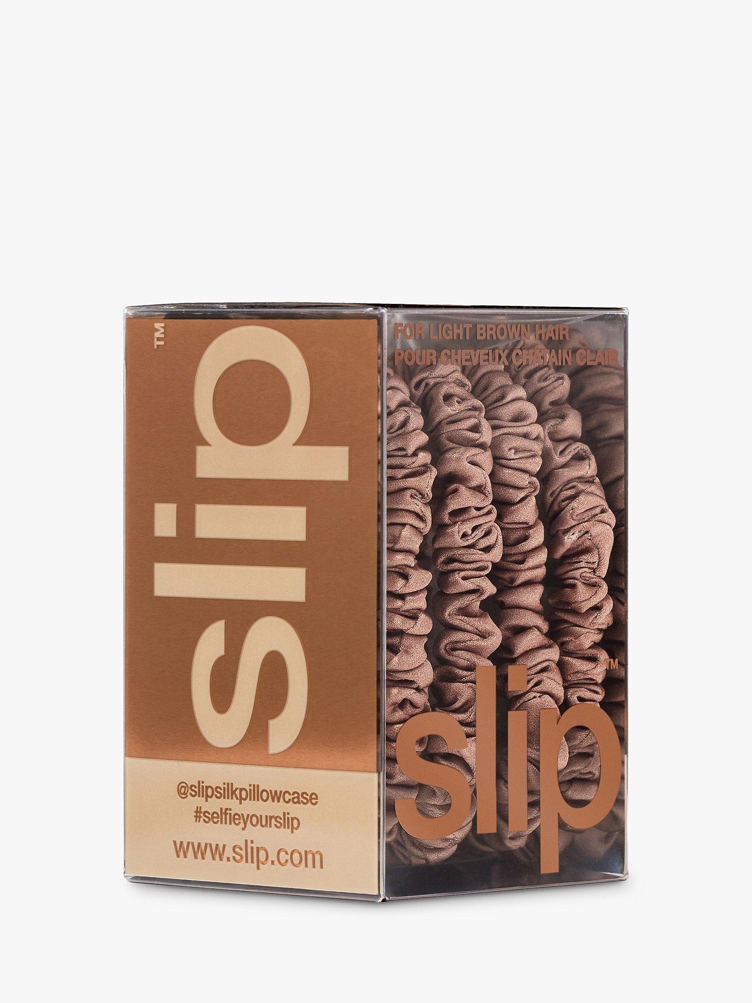 Product image 3 of 7, which shows Slip® Pure Silk Skinny Scrunchies, Light Brown