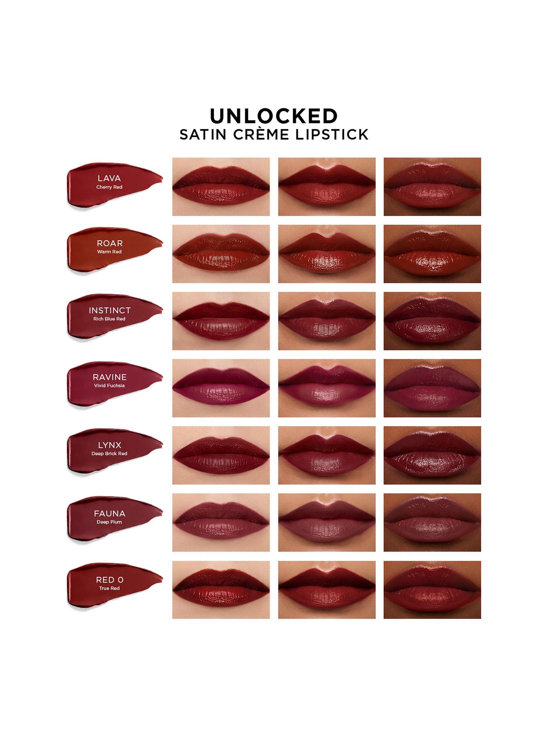 Product image 5 of 7, which shows Hourglass Unlocked Satin Crème Lipstick, Roar 324