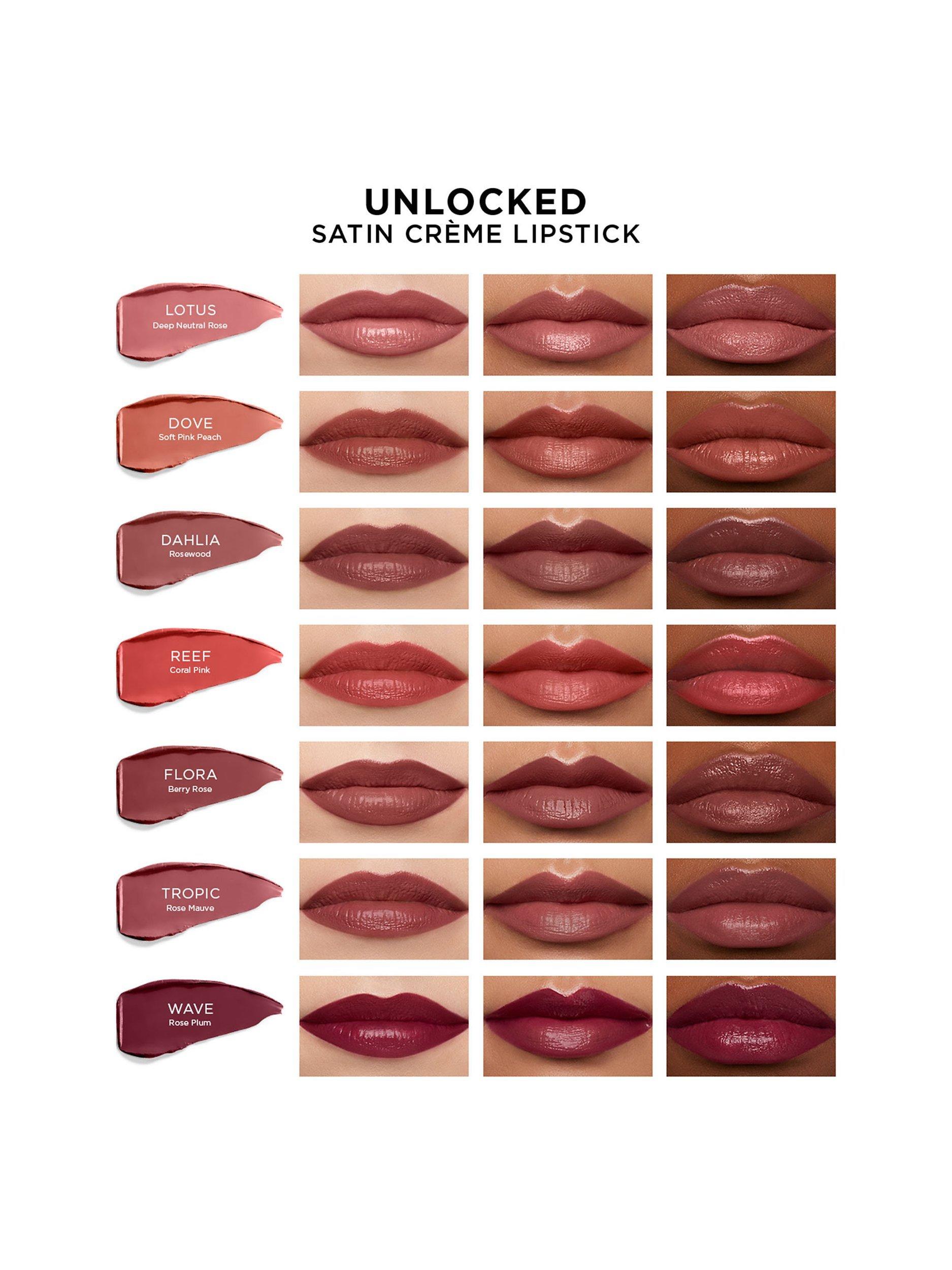 Product image 5 of 7, which shows Hourglass Unlocked Satin Crème Lipstick, Dove 316