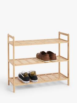 John Lewis Bamboo Shoe Rack, 3 Tier - view 2, Bamboo