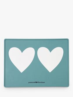 Pawsome Paws Boutique Hearts Pet Bowls Placemat, Teal, Teal