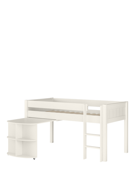 Stompa Classic Mid Sleeper Bed Frame with Pull-Out Desk - view 2, White