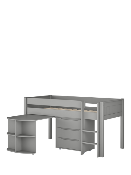 Stompa Classic Mid Sleeper Frame with Integrated Pull Out Desk & 3 Drawer Chest - view 2, Grey
