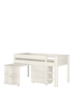 Stompa Classic Mid Sleeper Frame with Integrated Pull Out Desk & 3 Drawer Chest, White