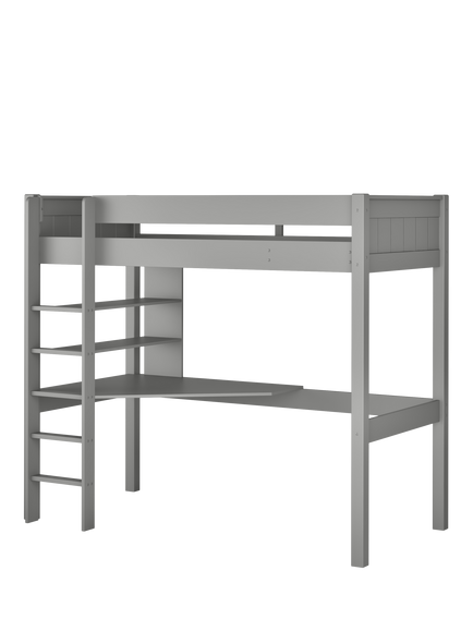 Stompa Classic High Sleeper Bed Frame with Integrated Desk & Shelving - view 2, Grey
