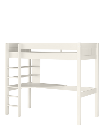 Stompa Classic High Sleeper Bed Frame with Integrated Desk & Shelving - view 2, White