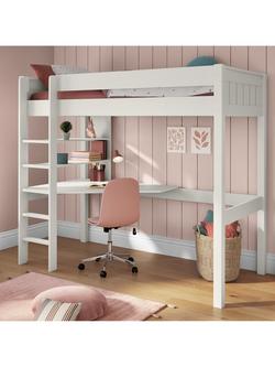 Stompa Classic High Sleeper Bed Frame with Integrated Desk & Shelving, White