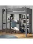 Stompa Classic High Sleeper Frame with Integrated Desk, Shelving and Bookcase, Single