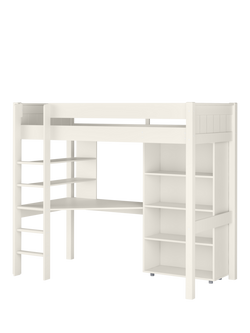 Stompa Classic High Sleeper Frame with Integrated Desk, Shelving and Bookcase, Single - view 2, White