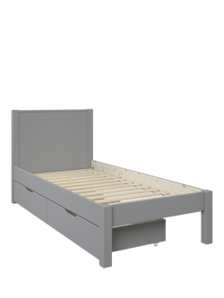 Stompa Classic Wooden Bed Frame with Pair of Drawers, Single - view 2, Grey