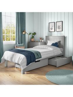 Stompa Classic Wooden Bed Frame with Pair of Drawers, Single, Grey