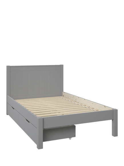 Stompa Classic Wooden Bed Frame with Pair of Drawers, Small Double - view 2, Grey