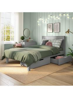 Stompa Classic Wooden Bed Frame with Pair of Drawers, Small Double, Grey