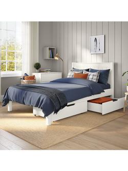 Stompa Classic Wooden Bed Frame with Pair of Drawers, Small Double, White