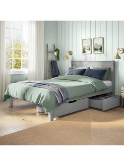 Stompa Classic Wooden Bed Frame with Pair of Drawers, Double, Grey