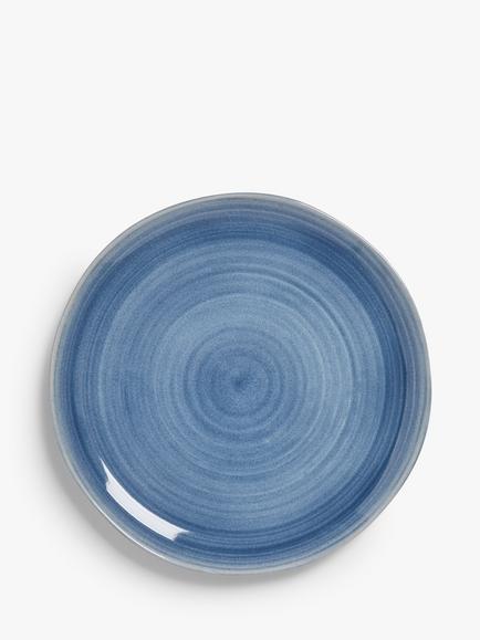 John Lewis Skye Reactive Glaze Stoneware Dinner Plate, 27.6cm, Light Blue
