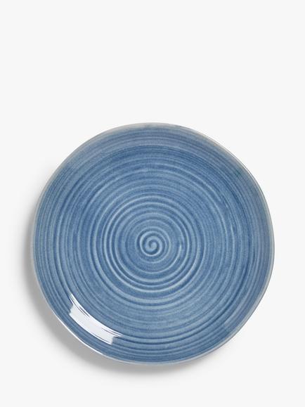 John Lewis Skye Reactive Glaze Stoneware Side Plate, 21.8cm, Light Blue