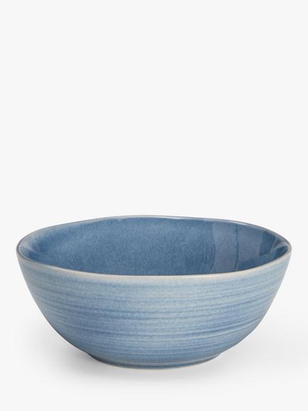 John Lewis Skye Reactive Glaze Stoneware Cereal Bowl, 17cm, Light Blue