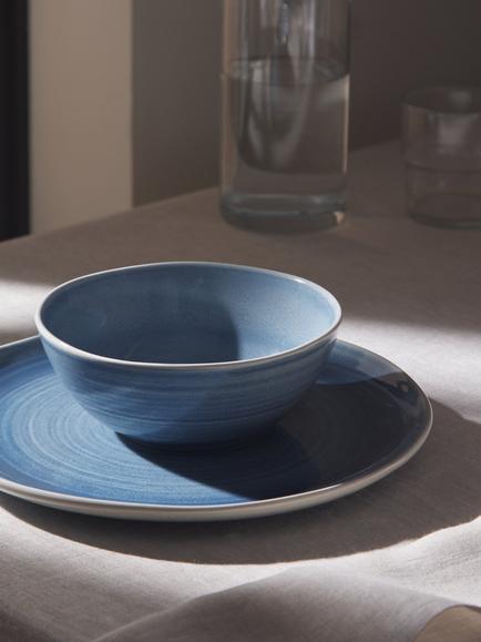 John Lewis Skye Reactive Glaze Stoneware Cereal Bowl, 17cm - view 2, Light Blue
