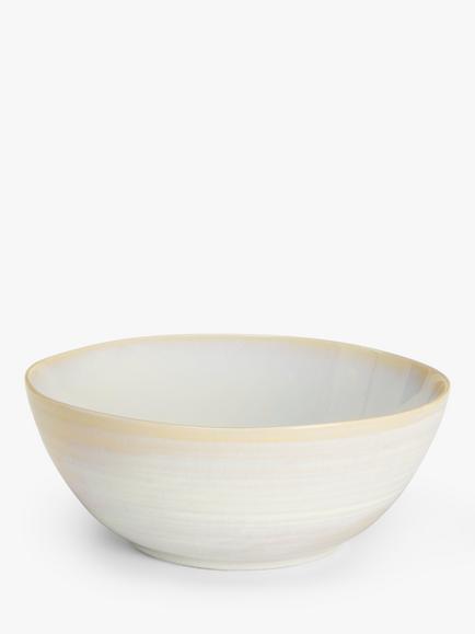 John Lewis Skye Reactive Glaze Stoneware Cereal Bowl, 17cm, Off White