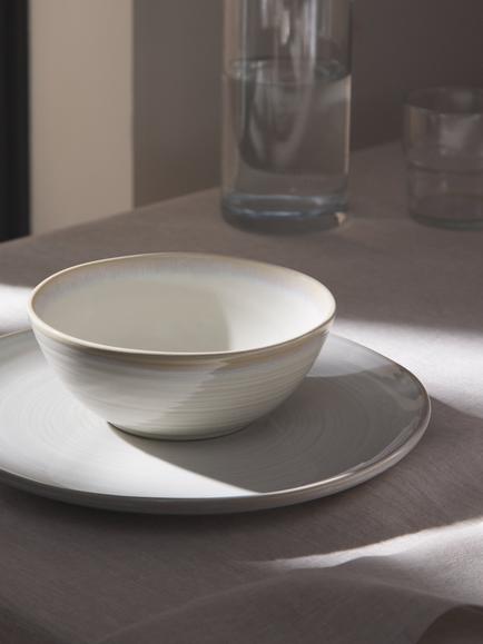 John Lewis Skye Reactive Glaze Stoneware Dinner Plate, 27.6cm - view 2, Off White