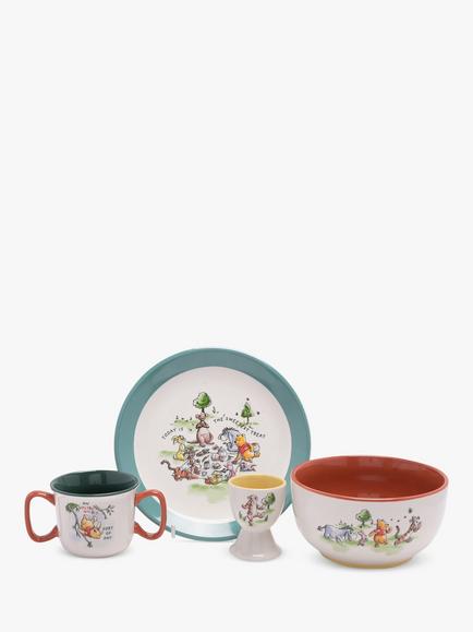 Disney Winnie The Pooh Ceramic Dinnerware 4 Piece Gift Set, Multi