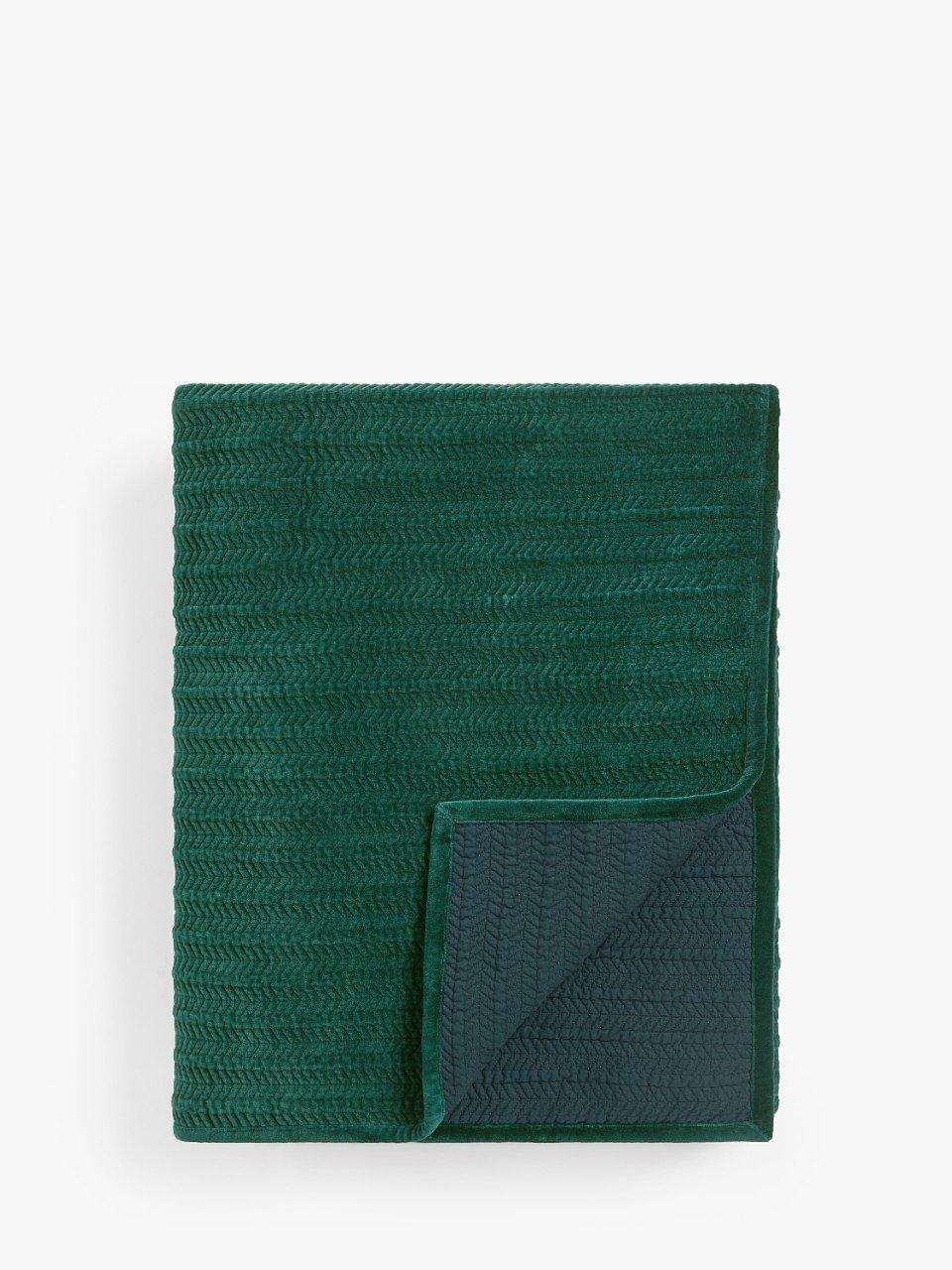 John Lewis Herringbone Bedspread, Teal