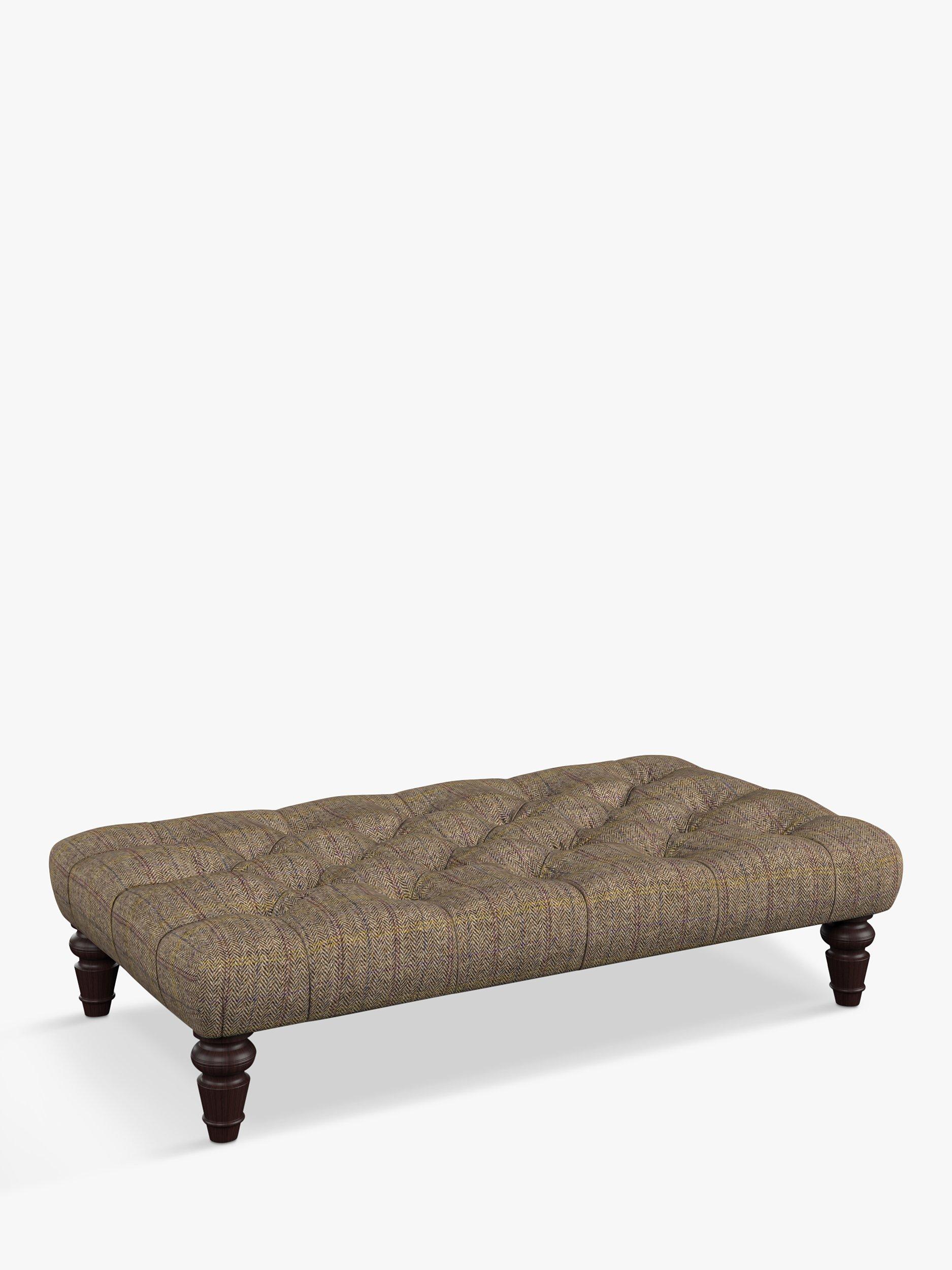 Lewis Range, Tetrad Lewis Large Buttoned Top Footstool, Willow Herringbone