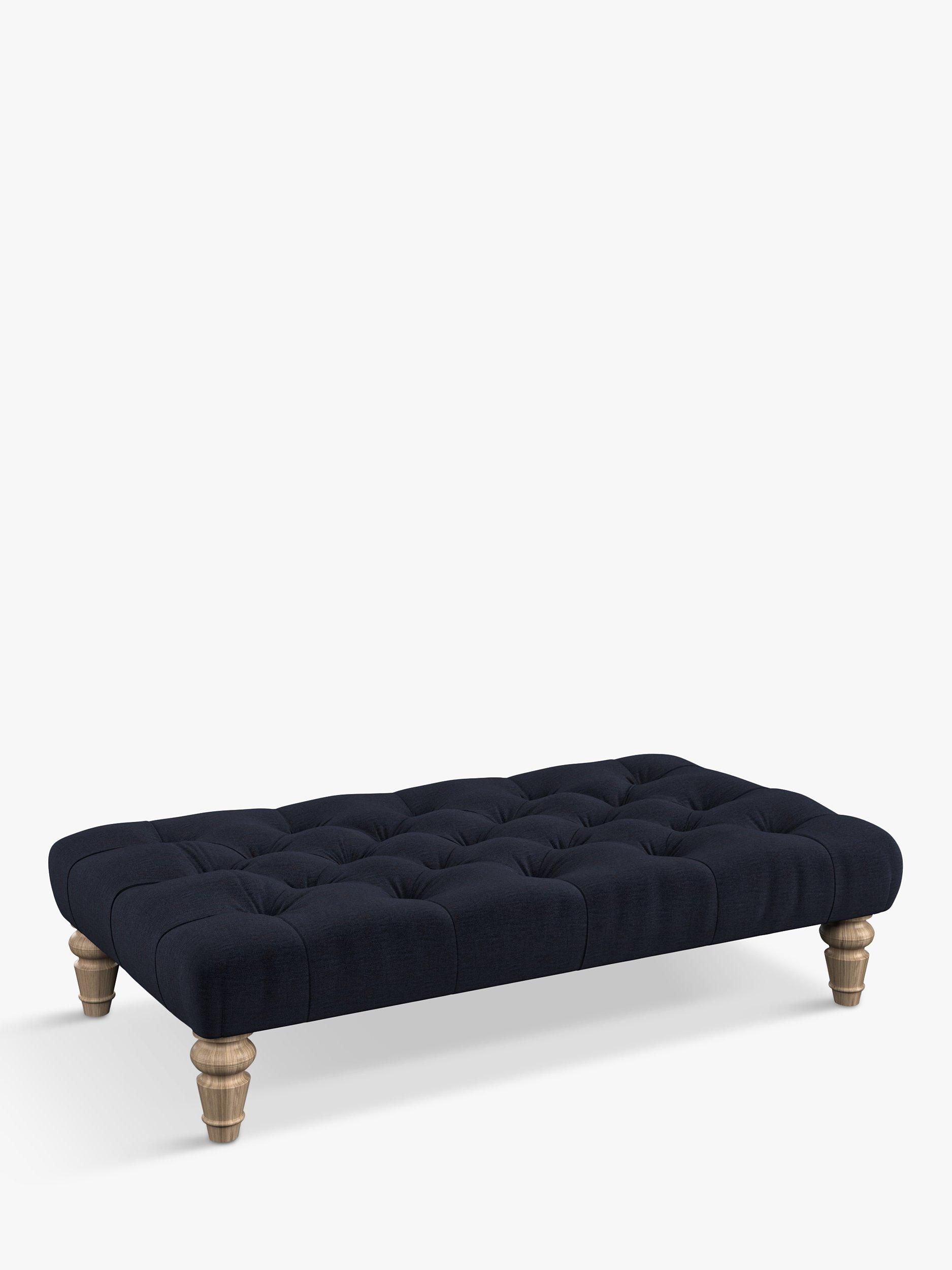 Lewis Range, Tetrad Lewis Cosy Club Large Buttoned Top Footstool, Chenille Dark Navy