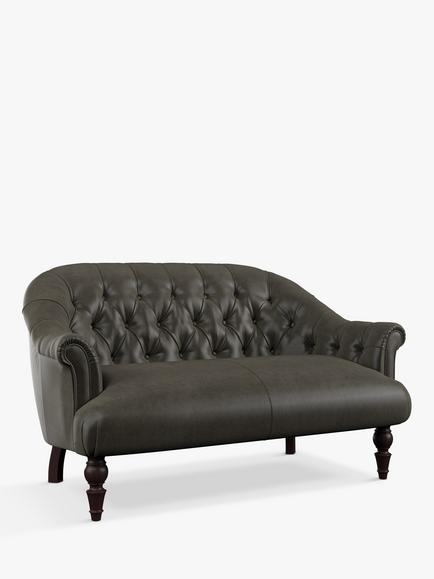 Tetrad Aughton Petite 2 Seater Leather Sofa, Galveston Slate