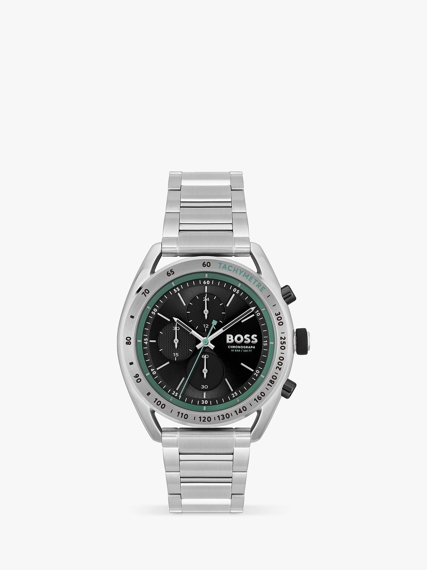BOSS Men's Centre Court Chronograph Bracelet Strap Watch, Silver/Black 1514023