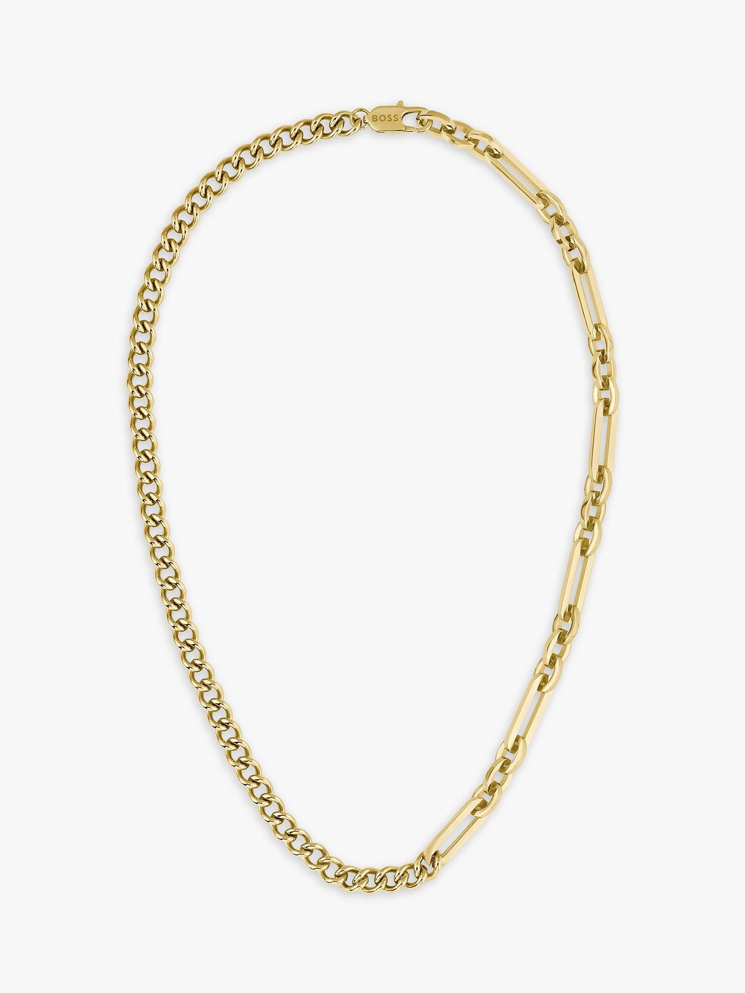 BOSS Men's Mattini Collection Mixed Link Chain Necklace, Gold