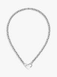 BOSS Dinya Collection Monogram Lock Heart Chain Necklace, Silver