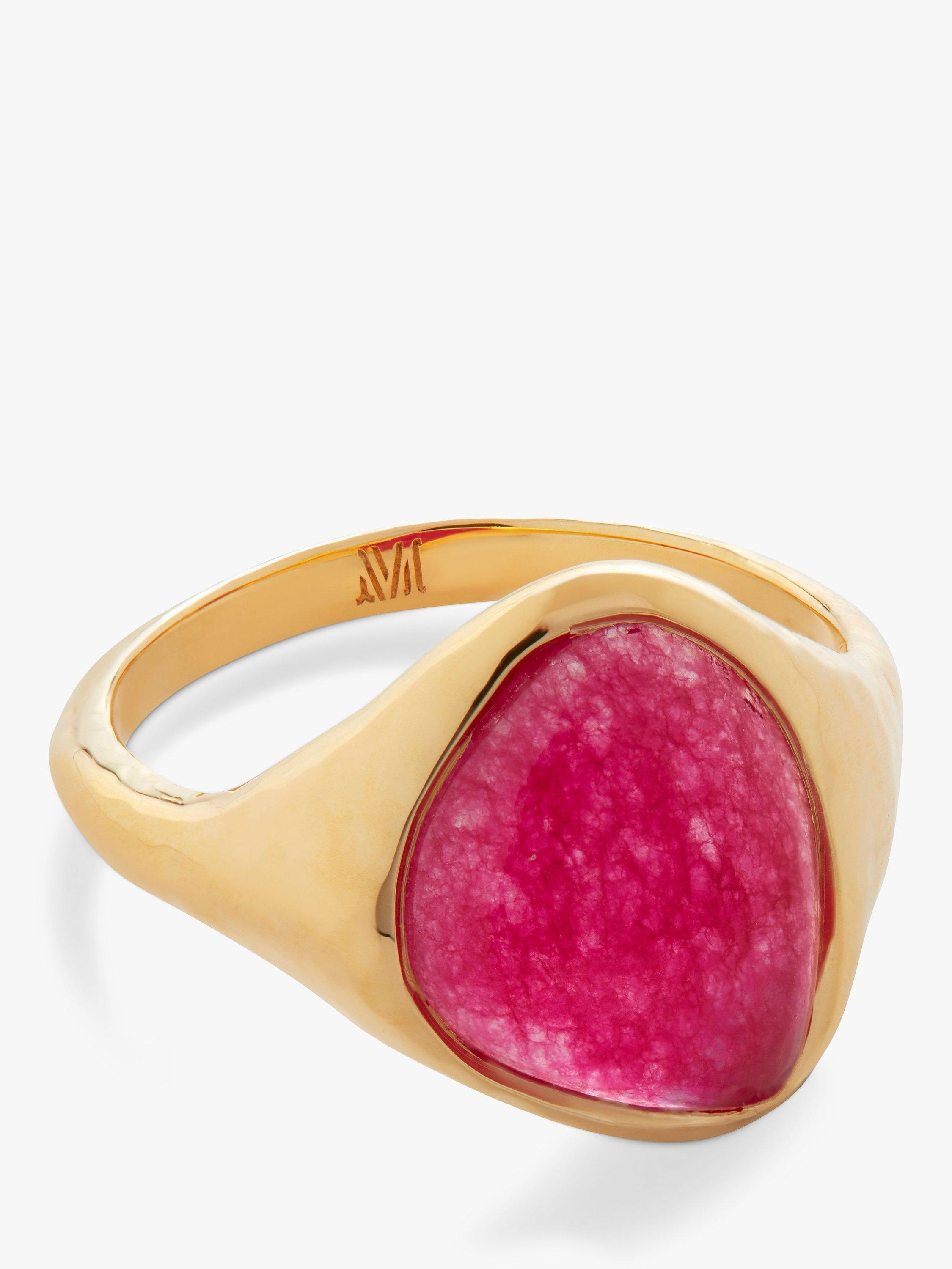 Product image 1 of 4, which shows Monica Vinader Rio Pink Quartz Ring, Gold, I