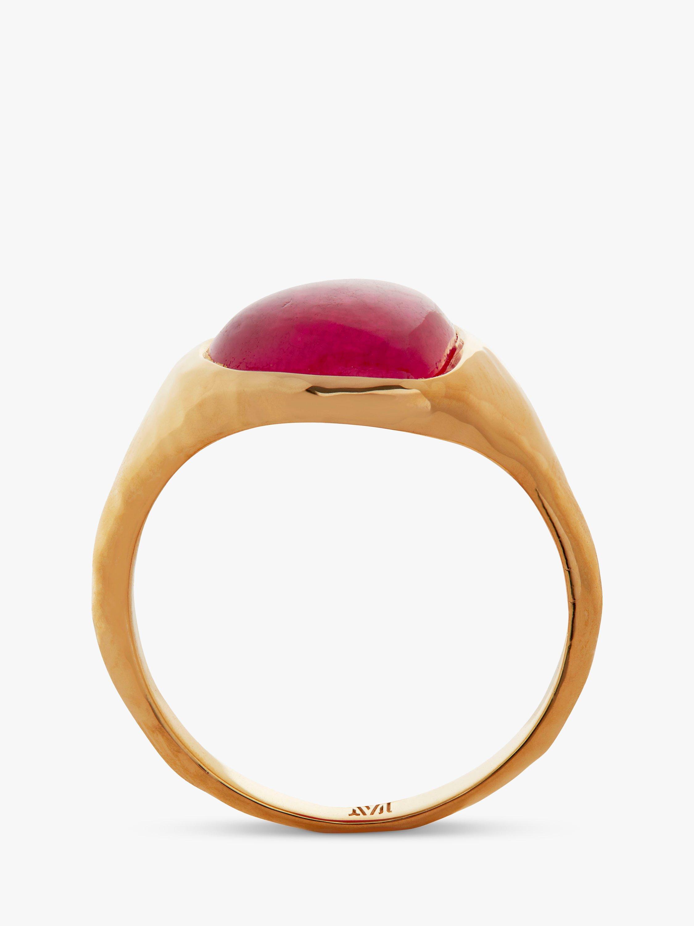 Product image 2 of 4, which shows Monica Vinader Rio Pink Quartz Ring, Gold, I