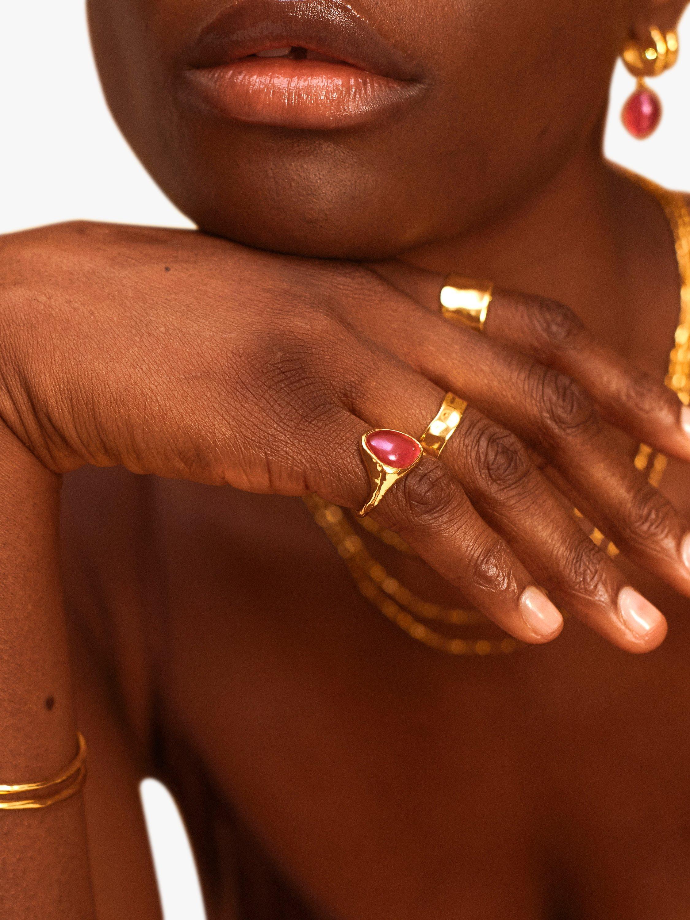 Product image 3 of 4, which shows Monica Vinader Rio Pink Quartz Ring, Gold, I