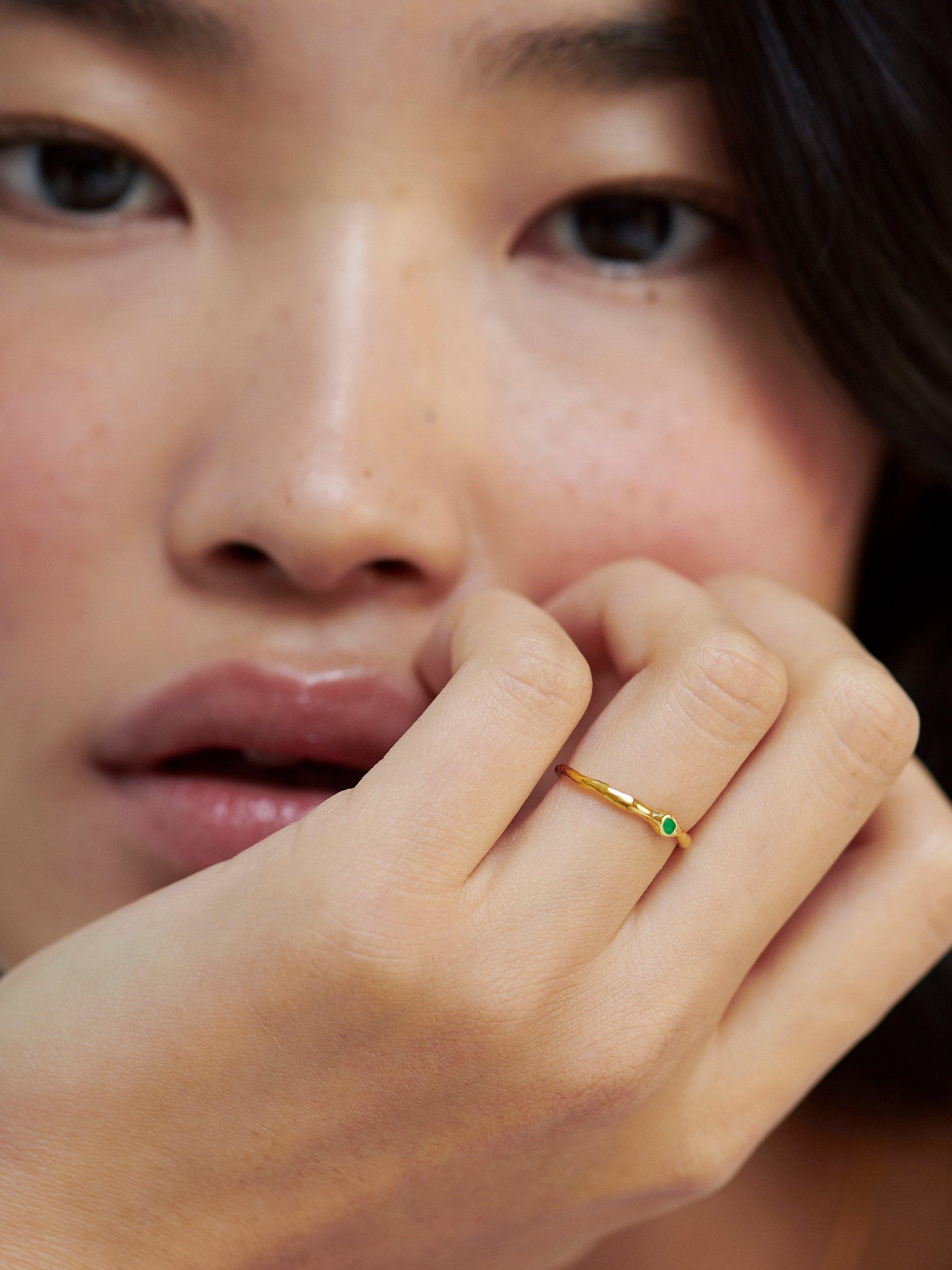 Product image 3 of 4, which shows Monica Vinader Siren Mini Green Onyx Ring, Gold, K