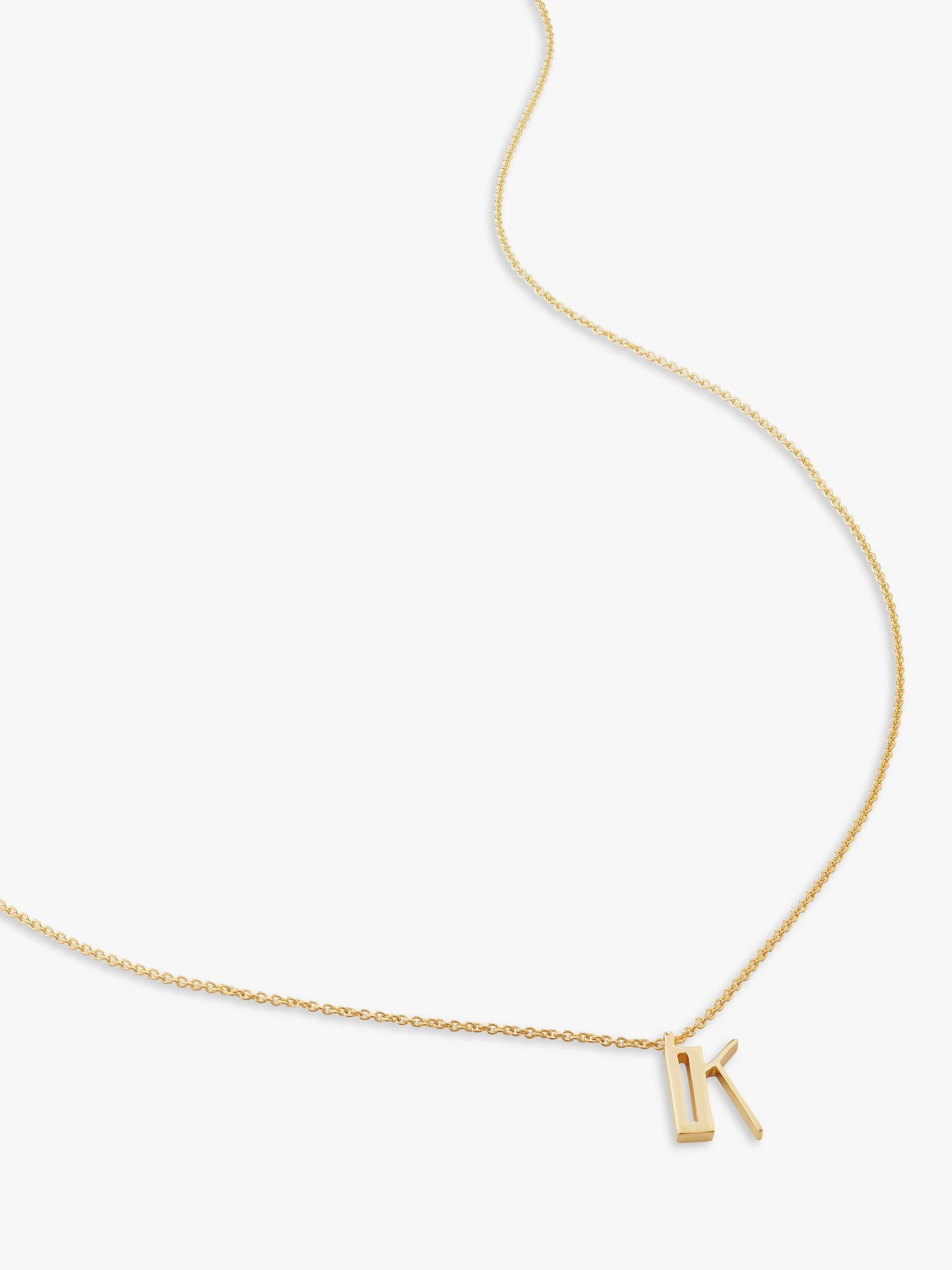 Product image 1 of 4, which shows Monica Vinader Alphabet Pendant Necklace, Gold, K