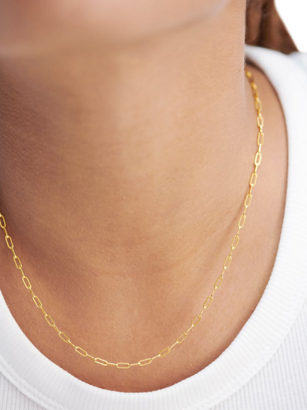 Monica Vinader Paperclip Chain Necklace - view 2, Gold