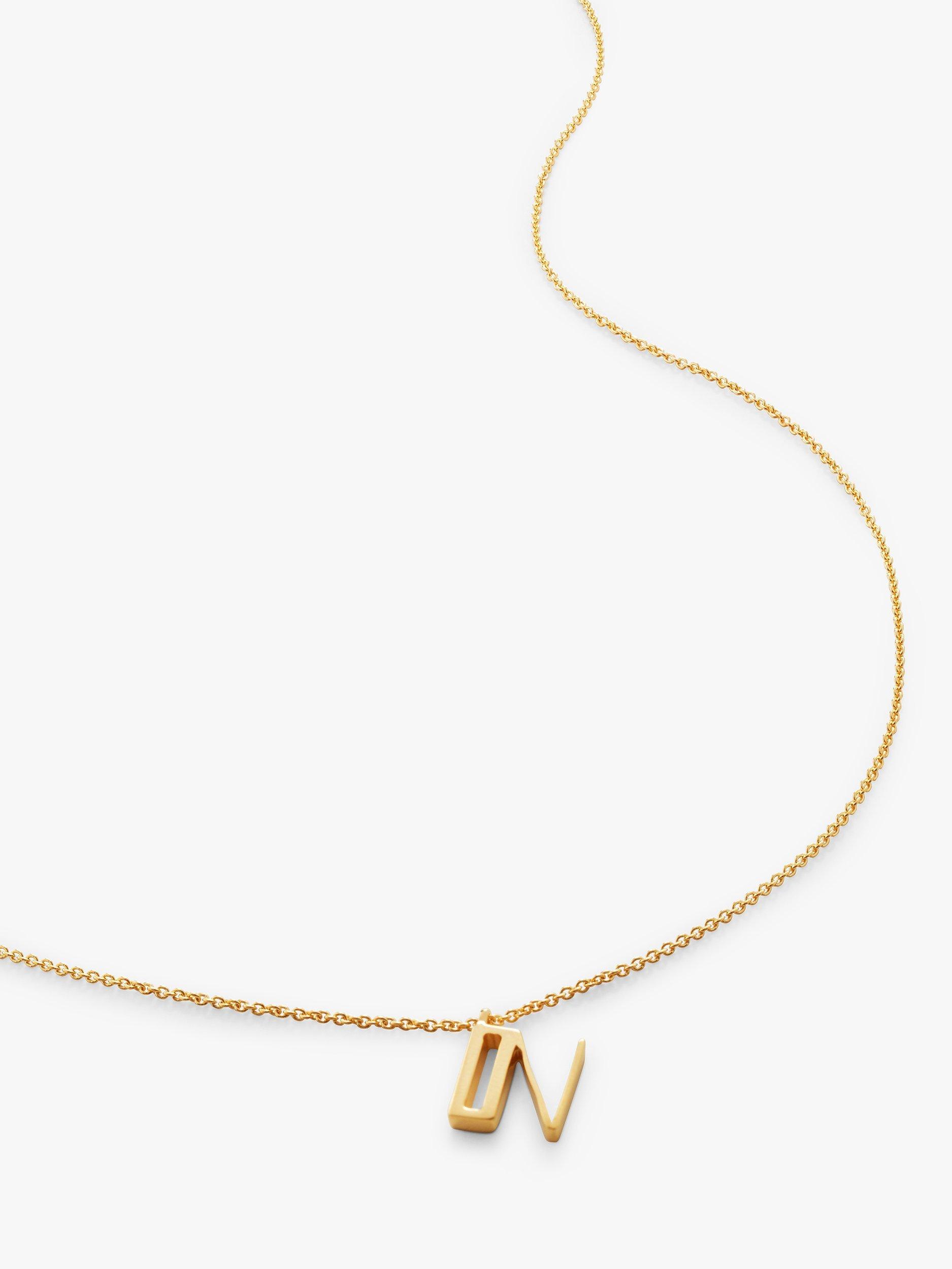 Product image 1 of 5, which shows Monica Vinader Alphabet Pendant Necklace, Gold, N