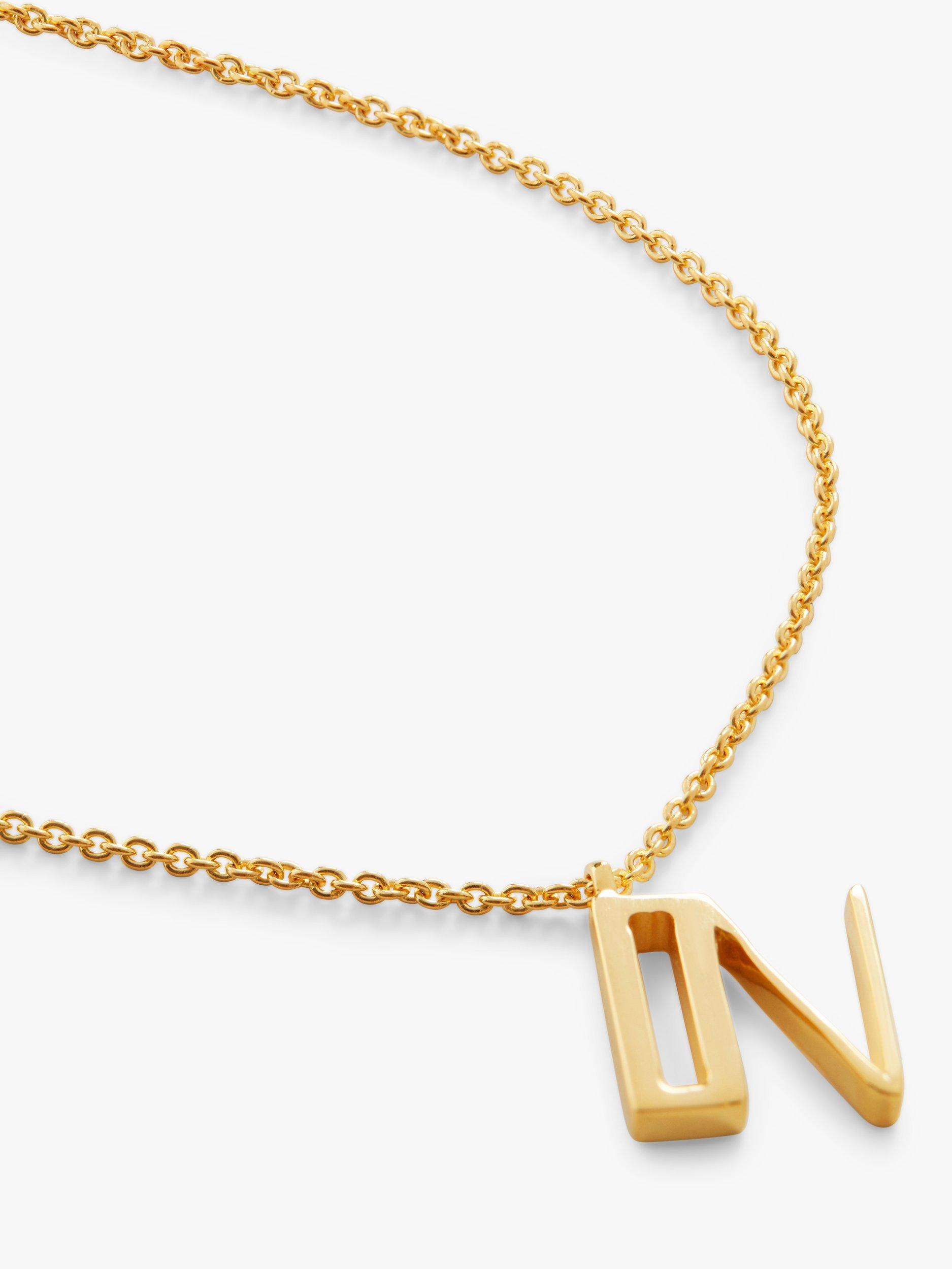 Product image 2 of 5, which shows Monica Vinader Alphabet Pendant Necklace, Gold, N