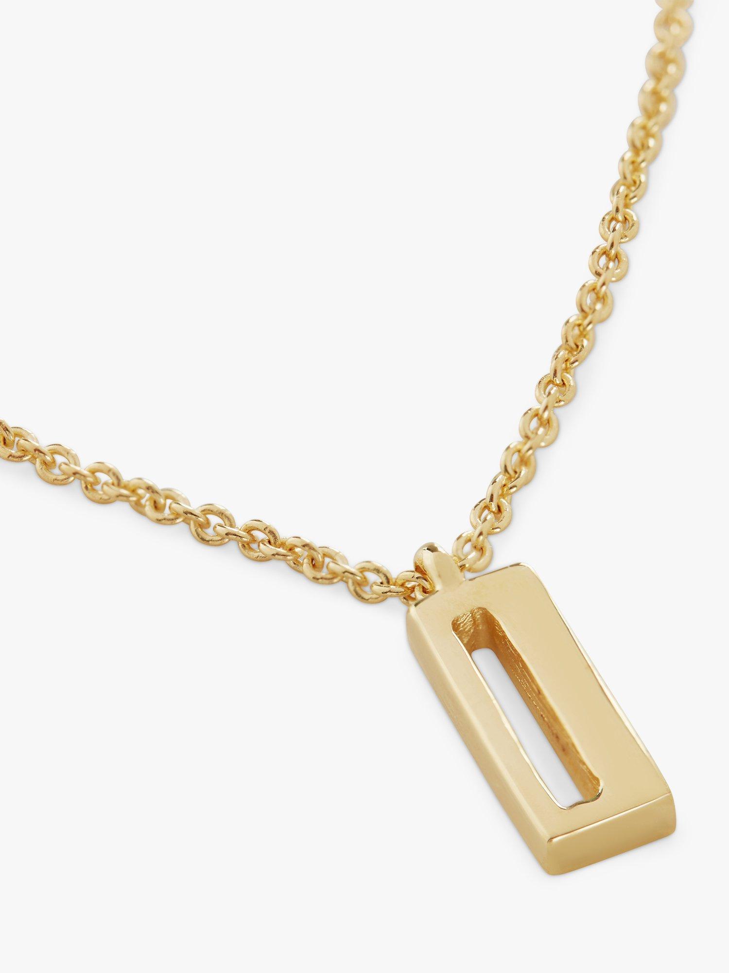 Product image 3 of 5, which shows Monica Vinader Alphabet Pendant Necklace, Gold, I