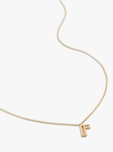 Monica Vinader Alphabet Pendant Necklace, Gold, F